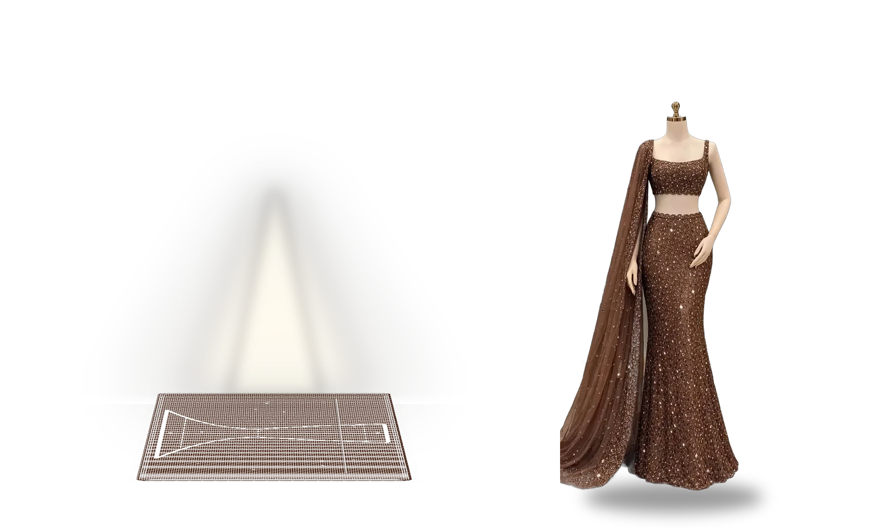 Light + fish-cut pattern - brown mermaid gown result