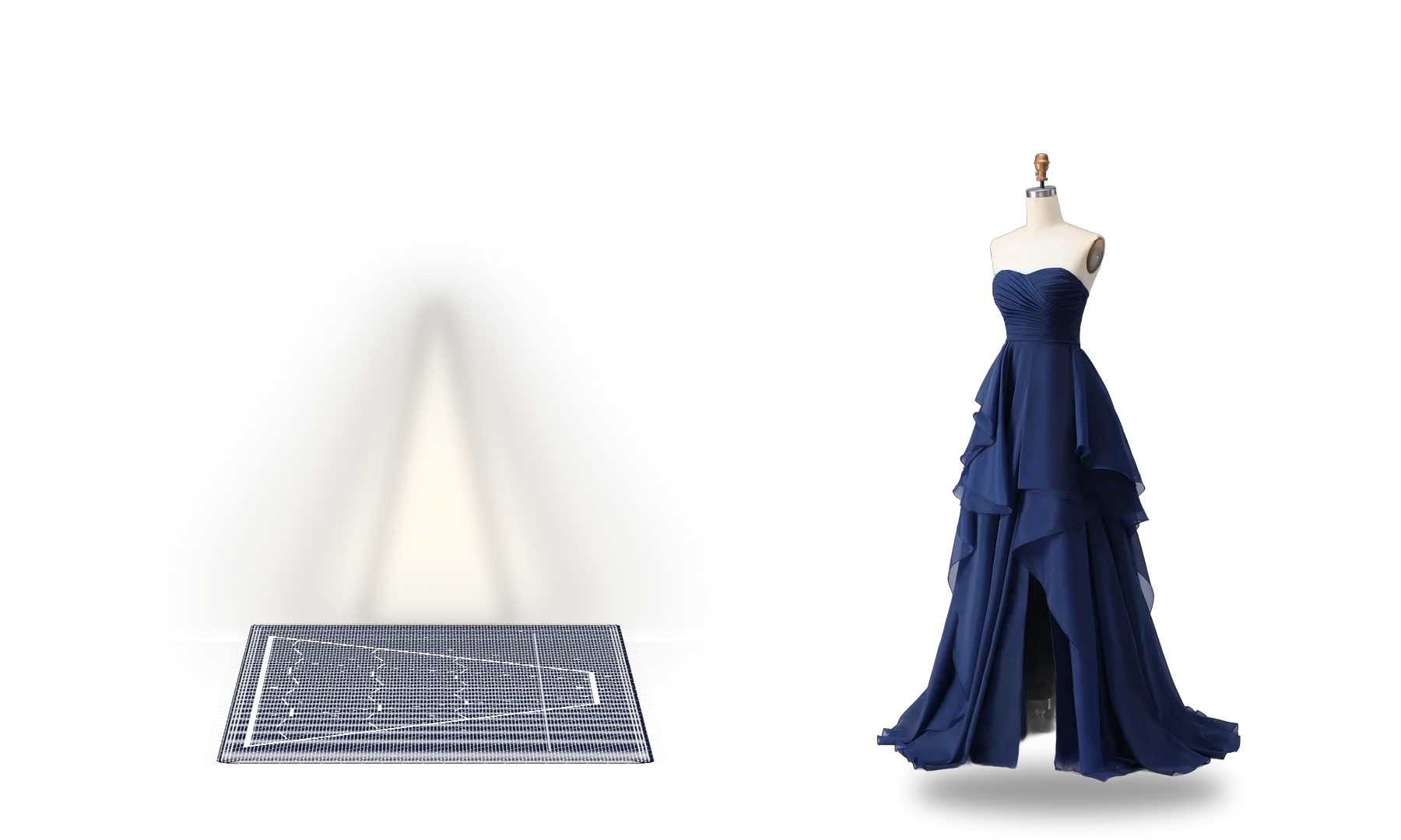 Light + A-line pattern - navy chiffon prom dress result