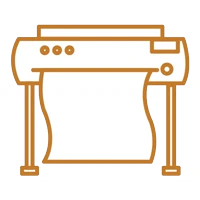 Roll plotter machine with pen and blade