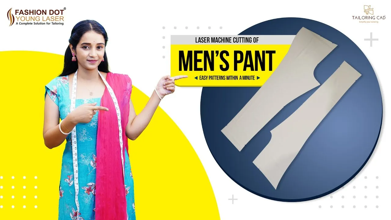 Laser machine cutting the pieces of a men's pant pattern