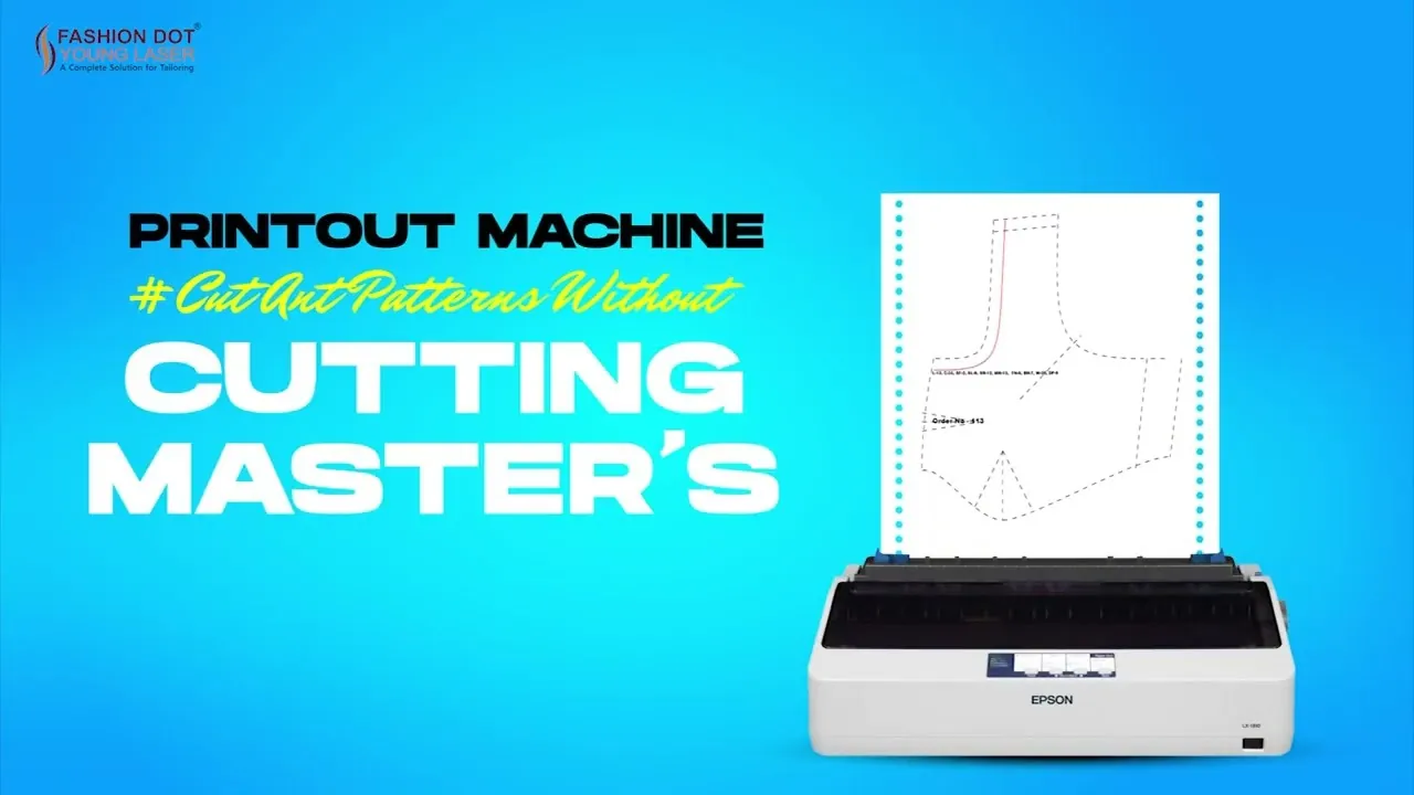 Dot-matrix printer printing a full-size blouse pattern from Tailoring CAD