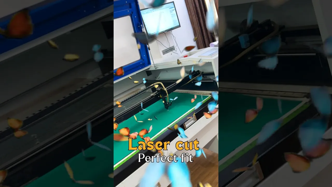 Laser machine cutting blouse and churidar patterns straight out of fabric