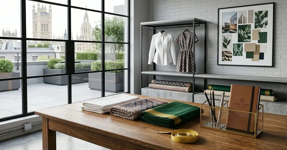 A cream blouse hanging by a window with navy bias binding finishing the neckline and armholes