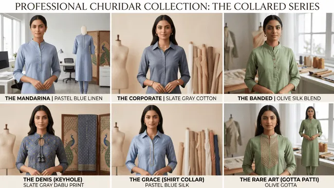 churidar collar neck models office wear 1