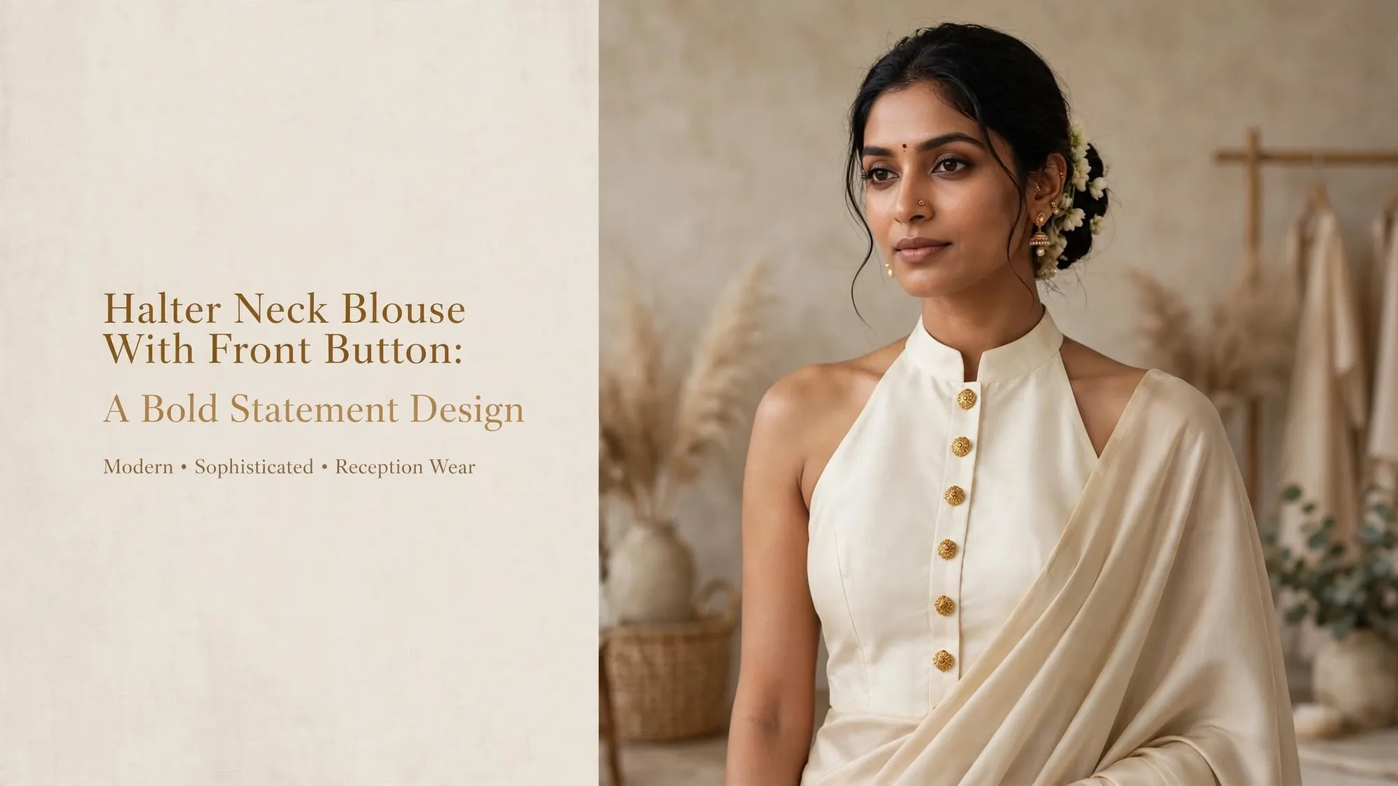 Halter Neck Blouse With Front Button: A Bold Statement Design