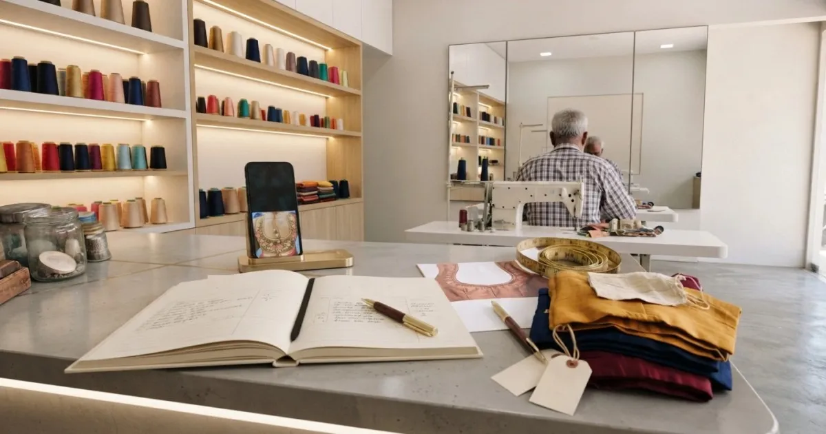 Smartphone with a customer's design photo beside the shop order book on the counter